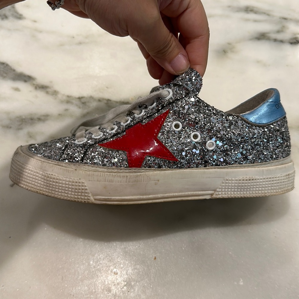 Golden Goose May sneakers in silver sparkle
